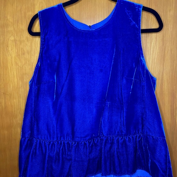 JCrew Peplum Velvet Shirt Blue Business - Picture 1 of 4